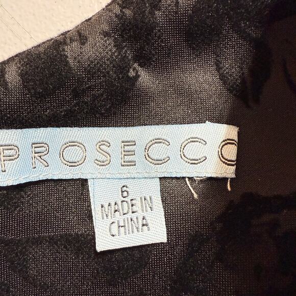 Prosecco One Shoulder Mini Dress Women 6 Black Velvet Burnout Whimsigoth Party - Picture 4 of 9